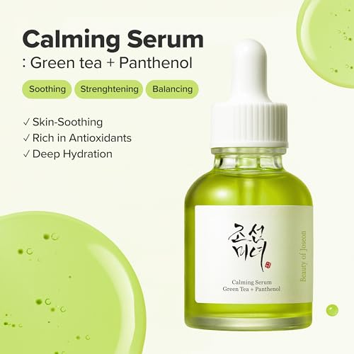 Beauty of Joseon Calming Serum Green Tea Panthenol Soothing, Moisturizing Sensitive, Acne-Prone, UV Irritated Skin, Daily Korean Skin Care for Men and Women (2 Fl.Oz.)