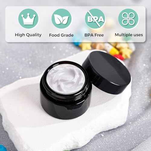 Jarsoph 1OZ Amber Glass Jars with lids, 36 Pack Empty Cosmetic Jars, Refillable Airtight Wide Mouth Container for DIY, Sample, Cream, Lotion, Candle Making, Powder, Cosmetic