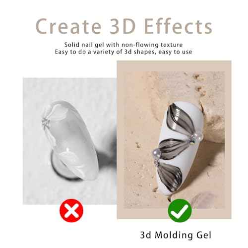 Solid 3d Nail Sculpting Gel For Nail Art, 3d Nail Art Gel Multifunctional 3d Molding For Nails Salon Home DIY (Black)