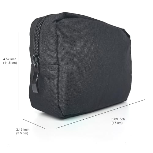 Small Makeup Bag For Purse, 2 Pack Travel Zippered Pouch, Portable Versatile Mini Organizer Toiletry Cosmetic Bag Nylon Electronics Accessories Storage Pouch For Women Men (Black)