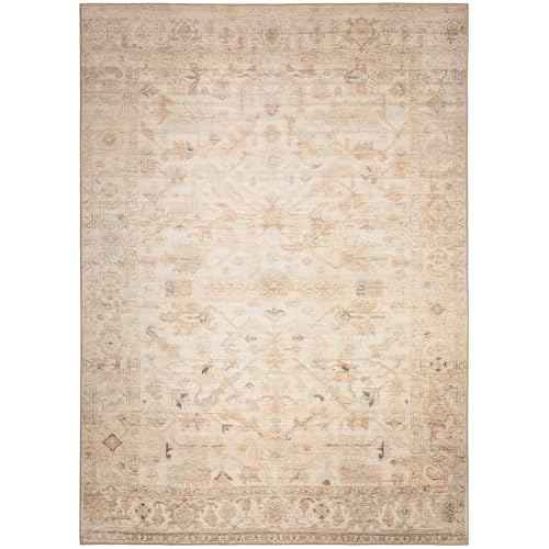 Nourison Home Vintage Washables Beige 5'3" x 7'3" Area Rug - Easy Clean, Non Shedding, Bed Room, Living Room, Dining Room, Kitchen (5' x 7')