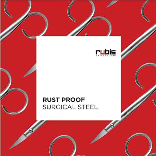 Rubis Sauro Stainless Steel Nail Scissors for Precise Toenails, 1F007, Made in Switzerland, Silver