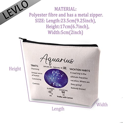 LEVLO 12 Constellation Travel Toiletry Bags 12 Zodiac Cosmetic Makeup Bag Christmas Mother's Day Birthday Gifts(Aquarius)