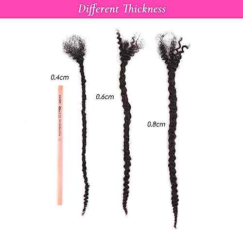Textured Loc Extensions Human Hair, 100% Real Human Hair Dreadlock Extensions Handmade Permanent loc Extensions (#Natural Black - 0.6cm, 8 Inch 20 Strands)