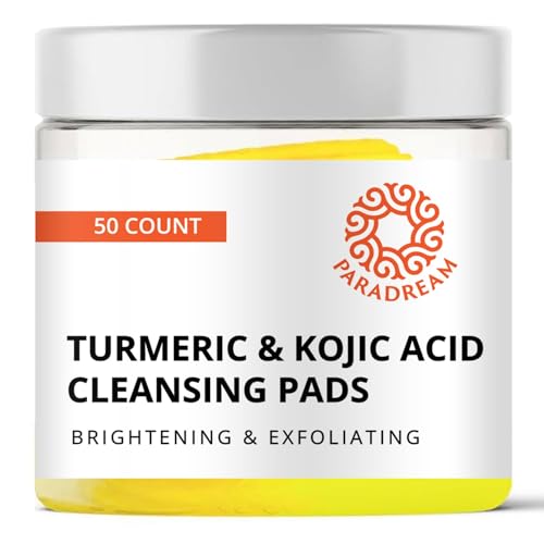 Paradream Turmeric Kojic Acid Cleansing Pads: Face Exfoliating Scrub Pads for Dark Spots - Deep Clean Pores Suitable for all Skin Types 50PCS