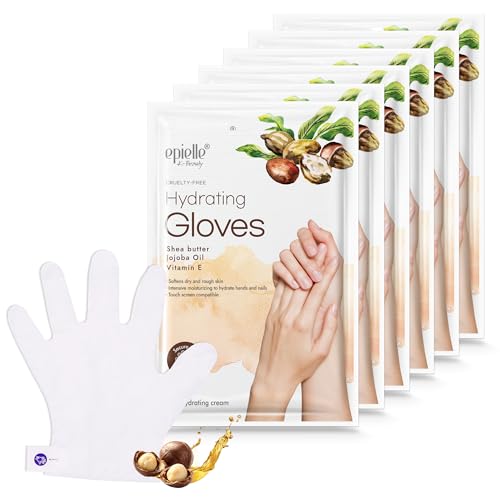 Epielle Hydrating Hand Mask 6 Pairs, Deep Moisturizing Gloves for Dry, Cracked Hands, Self Care Gifts for Women, Spa Kit, Stocking Stuffers, Thanksgiving Essentials
