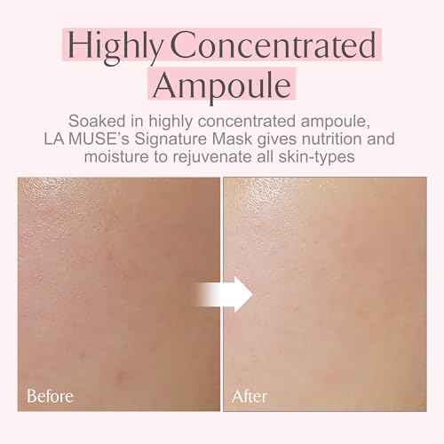 LA MUSE Biocellulose Signature Face Mask(5ea) | Deep Hydrating, Tightening & Firming Care for Skin Repair | Rejuvenating & Moisturizing | Cooling & Soothing Sensitive Skin | Face Mask Korean Skin Care