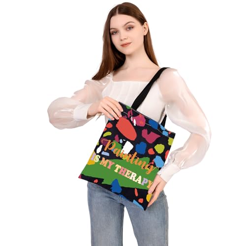 MEIKIUP Painting Makeup Bag Art Painting Artists Painter Gift Artist Paint Palette Cosmetic Bag Art Women Graduation Gift (Painting Therapy tote Bag)