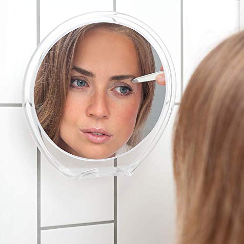 Luxo Shower Mirror, Shaving Mirror with a Razor Holder for Shower and Powerful Suction Cup - Shatterproof Shower Mirror fogless for Shaving, fogless Mirror for Shower and Tweezers