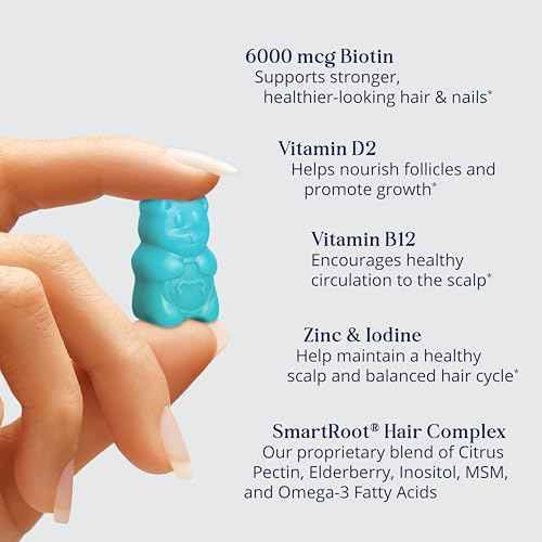 Sugarbear Gentle Detangling Bamboo Hair Brush + Vegan Hair Vitamin Gummies 3 Month Supply, Extra Strength Biotin 6000mcg for Supporting Healthy Straight, Wavy, Curly & Kinky Hair