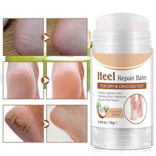 Intensive Foot Repair, Dry & Cracked Heel Treatment Balm Stick for Instant & Deep Moisturizing & Hydrating, with Aloe, Coconut Oil, Hyaluronic Aicd, Olive Oil, Coconut Scent, 2.46 oz/70 g