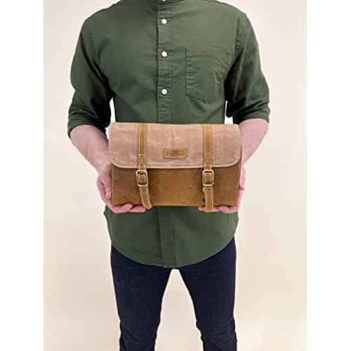 Gusti wash bag Leather-Rodney Toiletry bag wash bag sponge bag toiletries bag washbag make-up bag makeup bag cosmetic bag womens mens brown leather and canvas