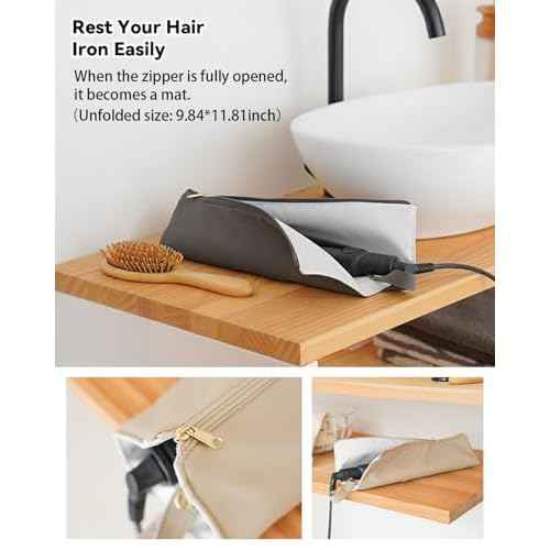 Hot Iron Holder & Mat, Heat Resistant Travel Bag for Curling Iron, Flat Iron - Hair Tool Organizer for Home, Travel