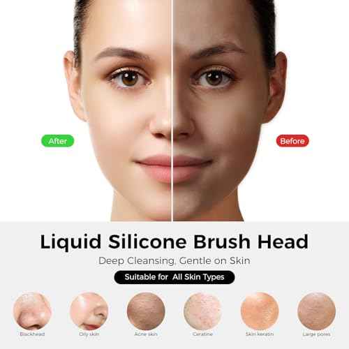 Facial Cleansing Brush Electric Face Scrubber - Rechargeable Face Cleansing Brush with 4 LED Gentle Light Silicone Heat and Vibration Exfoliator Massage Deep Cleansing,IPX7 Waterproof,Ideal Gift