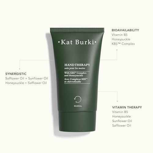 KAT BURKI Hand Therapy Moistuizing Cream with KB5 Complex, Safflower & Sunflower Oils, Hydrates, Soothes & Protects Dry Hands, 4.4 Fl Oz