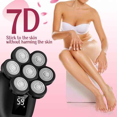 Electric Razors for Women,7D Gifts for Women,Cordless Electric Shaver with Detachable Head Wet/Dry Facial Hair Remover for Legs Painless Water Resistant (Black)