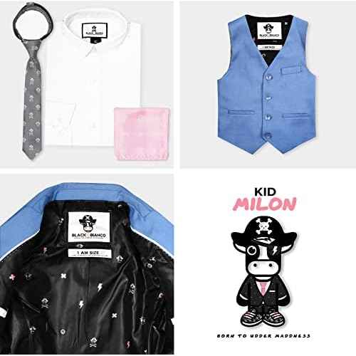 Black n Bianco Boys Slim Fit Suit Rosefia Style Five Piece Set