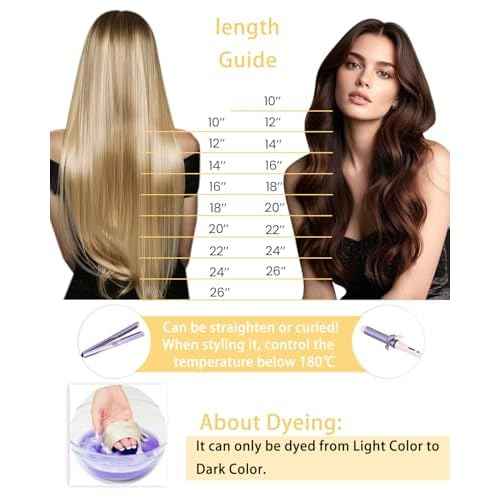 Hetto Sew in Hair Extensions Real Human Hair Ash Blonde Highlight Light Blonde Weft Human Hair Extensions Invsiible Sew in Hair Extension Silky Straight 20 Inch 100g
