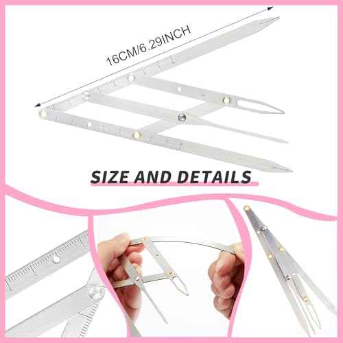 Weewooday 6 Pieces Tattoo Eyebrows Rulers 3 Point Positioning Ruler Mini Caliper Double Scale Vernier Calipers Eyebrow Caliper Microblading Ruler Measuring Tool with Eyebrow Shaver(Pink)