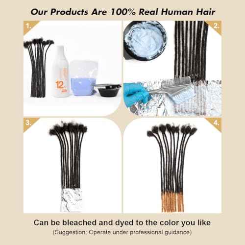 18 inch 40 Strands Loc Extensions Human Hair, Real 0.6cm Width Human Hair Dreads Extensions for Man/Women Full Handmade Dreadlocks Can be Dyed(1b)
