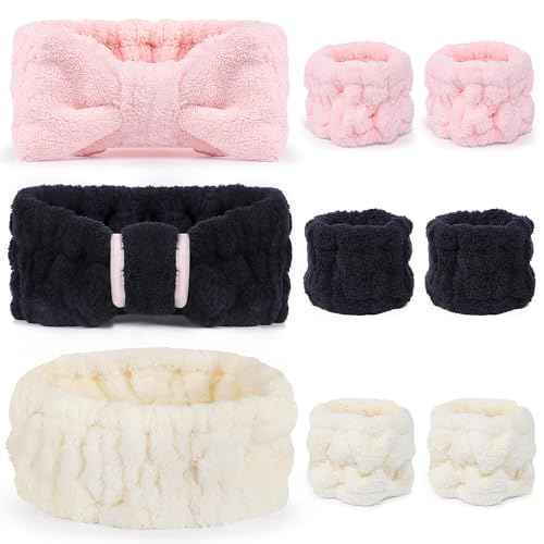 9 Pcs Spa Headband for Washing Face,Skincare Headband and Wristband Set,Women Teen Girls Facial Hairbands for Washing Face, Makeup, Sports, Yoga