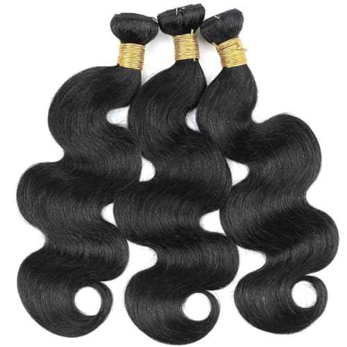 Human Hair Bundles Body Wave Bundles Brazilian Virgin Body Wave 3 Bundles 14 16 18inch 300g Natural Black 100% Unprocessed Virgin Brazilian Body Wavy Human Hair Weave Bundles