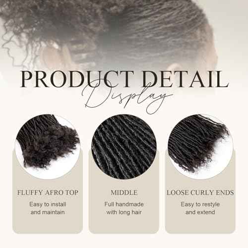 DAIXI Handmade Interlocking Sisterlocks Curly Tips 100% Real Human Hair Permanent Micro Locs Extensions Natural Looking Soft Dreadlocks Can Be Bleached and Dyed.(1B - 0.2cm, 12 Inch 60 Strands)