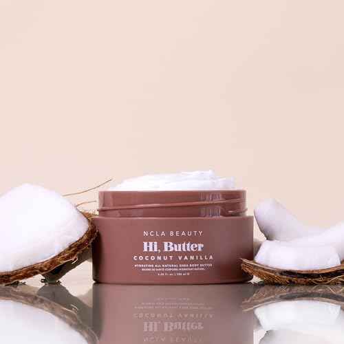 NCLA - Hi Butter, Natural Shea Body Butter | Nourish, Soften, Hydrate Skin | Shea, Mango + Cocoa Butters, Vitamin C | Vegan, Cruelty-Free, Clean Skincare (Coconut Vanilla; 100 mL | 3.34 fl oz)