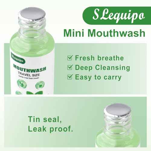 Travel Size Mouthwash Bulk Mini Fresh Mint Portable Mouthwash Individual Bottles 35ml/1.2fl oz for Travel Toiletry Kits (100)