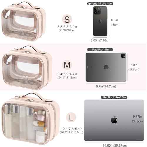 Veki Transparent Makeup Bag Travel Cosmetic Bags Case Waterproof Toiletries Bag Large Capacity Open Storage Bags Organizer With Zipper, Portable Make Up Organizer for Women and Girls