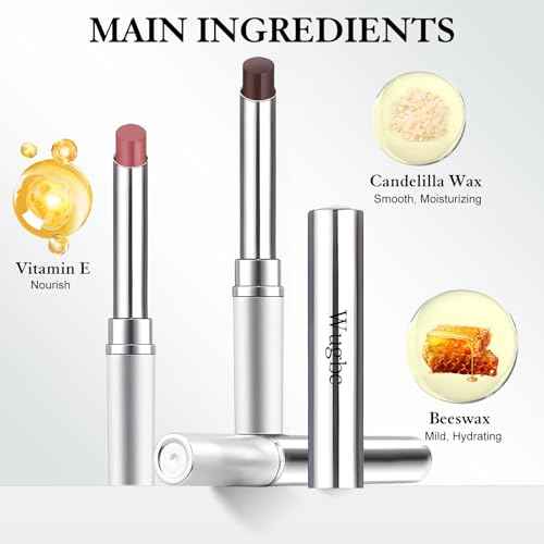 Tinted Lip Balm Brown Lip Liner Set, Hydrating Formula Black Lipstick for Women, Matte Lip Liner and Lipstick Combo Natural Glossy Finish Makeup Lip Care Balm for Repairing Dry Lips