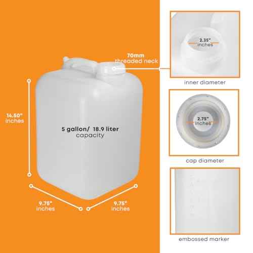 FastRack 5 Gallon Water Jug (Pack of 4) | BPA-Free, Food-Grade, and Leak-Proof | White Water Container | Ideal for Brewing, Fermentation, or Storage