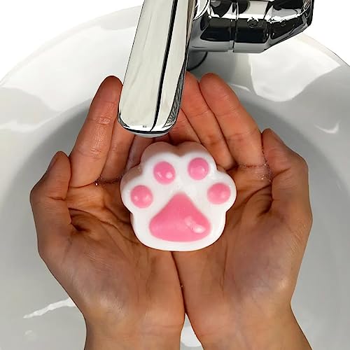 Kingsley Paw Print Bath Soap - 3 Oz White Soap Bar with Pink Paw Pads - Gentle Moisturizing Soap for Kids - Easy to Grip for Little Hands - Tear-Free Formula - Pack of 3