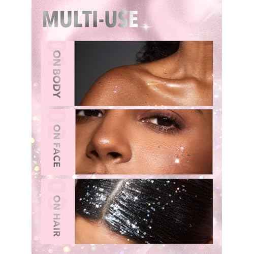 SHEGLAM Party Starter Body Highlighter Glitter Gel Quick-Drying and Non-Sticky Glitter Spray Liquid Highlighter for Face, Hair, Body - Ice Breaker