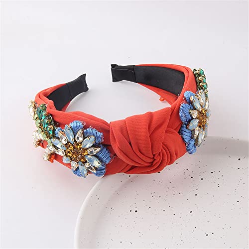 QTMY Rhinestone Crystal Headbands for Women,Hair Hoop Accessories Headwear Jewelry,522 (Red1)