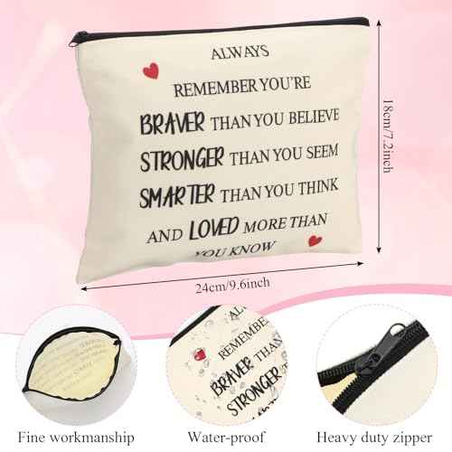 Coume 12 Pieces Thank You Supply Makeup Bag for Women Inspirational Appreciation Gift for Coworker Teacher Nurse Employee Social Worker Volunteer Canvas Cosmetic Bags for Christmas Leaving(Motivation)