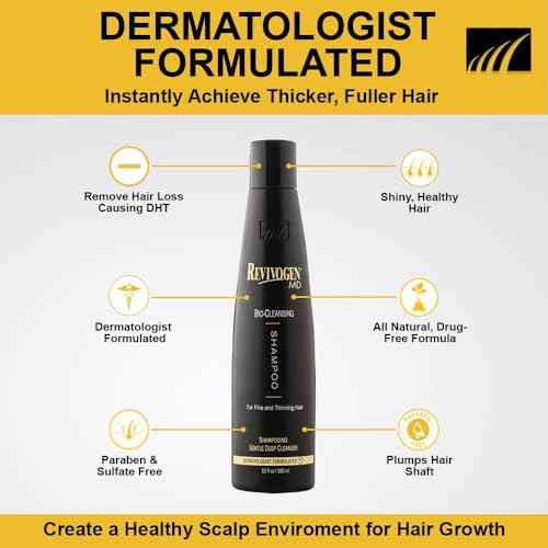 Revivogen MD Bio-Cleansing Shampoo for Thinning Hair, DHT Blocker Shampoo, Hair Loss Shampoo, Shampoo Thinning Hair, Soothes Scalp, Routine Shampoo for Women/Men Hair Loss, Hair Shampoo, 12oz, 2pk