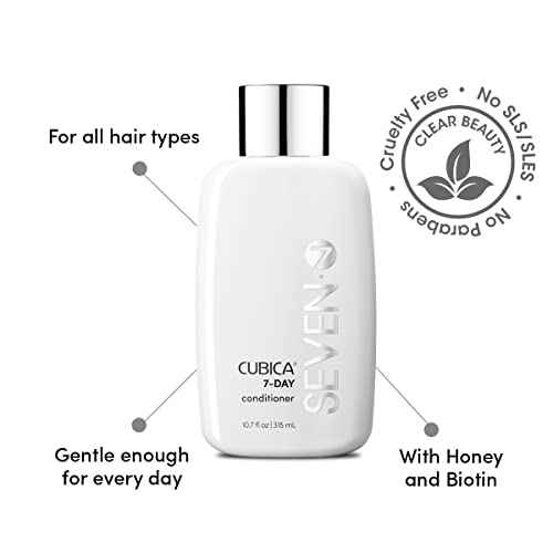 SEVEN Haircare Cubica 7-DAY Conditioner for Women + Men, Detangle and Moisturize Hair, Sulfate + Paraben Free, Cruelty Free with Honey, Shea Butter & Pro Vitamin B5, Made in USA