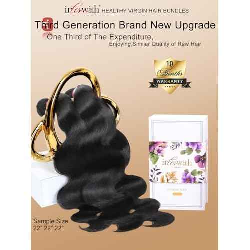 inlovwith Body Wave Bundles Human Hair, 100% Unprocessed Brazilian Virgin Hair, Selected Healthy Human Hair Bundles for Women(3 Bundles, 18 20 22 Inches)