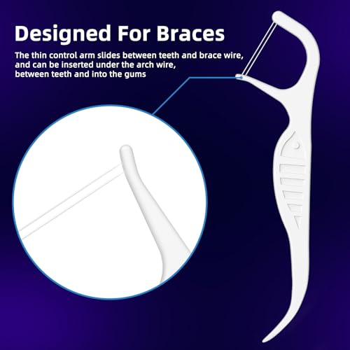 RAZOKO Orthodontic Flossers for Braces, Ortho Twin Line Dental Floss Picks, Designed for Braces, 75 Count (Pack of 2)