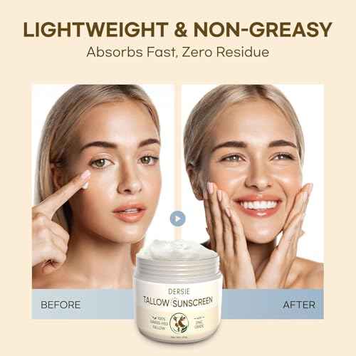Tallow Sunscreen & Tallow Balm Set: 100% Grass-Fed Beef Tallow Sunscreen Balm with Zinc Oxide + Whipped Tallow Moisturizer ? Daily Sun Protection & Deep Hydration for Sensitive Skin, Face & Body
