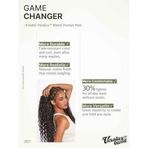 Frodio Braided Wig Veralux¢â Fiber Full Lace Boho Curly Water Wave Synthetic Box Braided Wigs For Black Women Salon-Level 200% Density Bohemia Natural Scalp 30 Inches