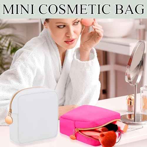 Paterr 50 Pieces Nylon Make up Pouch Bag Bulk Mini Cosmetic Bag with Zipper Travel Small Makeup Pouch Organizer End of the Year Gifts Bulk for Women