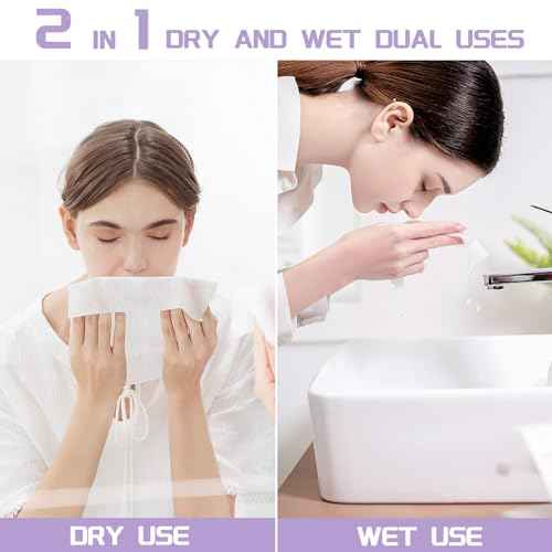 Disposable Face Towel 200 Count, Soft Cotton Face Towels, Dry Wipes Facial Cloths Towelettes for Washing and Drying, Lint Free Facial Tissue for Skincare, Makeup Remover and Cleansing