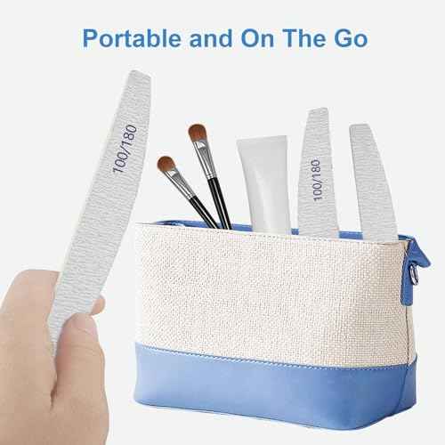 Nail Files (12 Pack), 100/180 Grit Wooden Emery Board Nail File Double Sided Wood Emory Fingernail Files for Natural Nails Professional Reusable Manicure Pedicure Curved