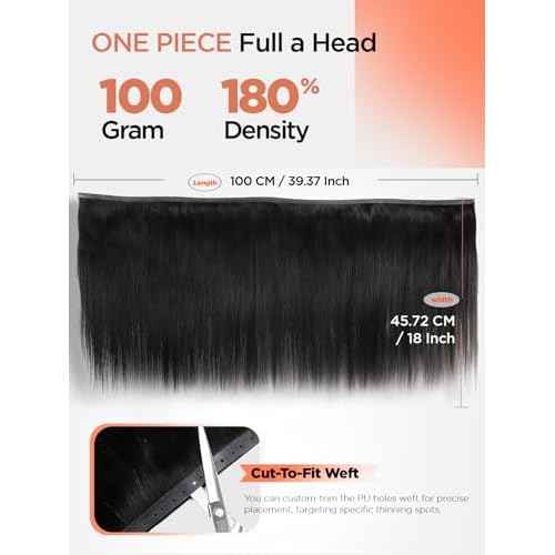 OVO Hair Extensions Remy Human Hair PU Holes Wefts with Micro Beads 100% Human Hair Volume Upgrade Seamless Invisible Extension with Tools Cut to Fit Weft No Tape Reusable (Black 18 Inch 100g)