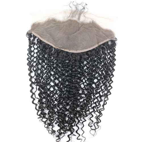 Dreambeauty Transparent Lace Color 13¡¿6" Lace Frontal Closure Kinky Curly Free Part Brazilian Remy Human Hair Pre-Plucked Natural Hairline Lace Frontal Closure with Baby Hair Natural Color (18 Inch)