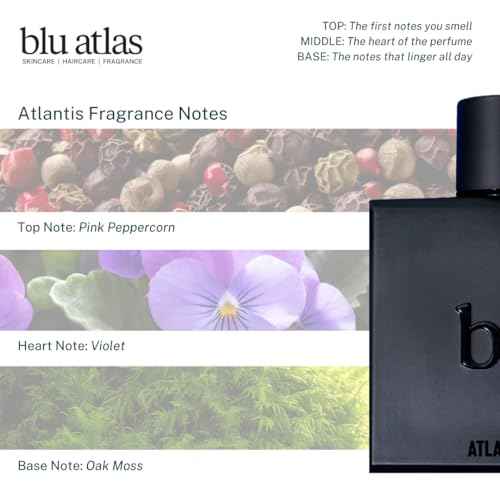 Blu Atlas Atlantis Eau De Parfum for Men- Long-lasting Citrus and Aquatic Cologne With Bergamot, Lavender and Musk, Clean Ingredients, 100 ml Masculine Fragrance Inspired by Bali