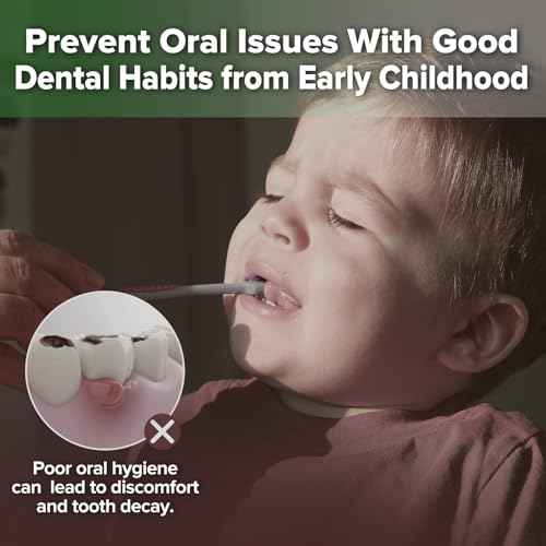haakaa Training Toothbrush Set Oral Care Kit, Soft Silicone Toothbrush for Baby, Infants, Toddlers & Kids, Pea Green