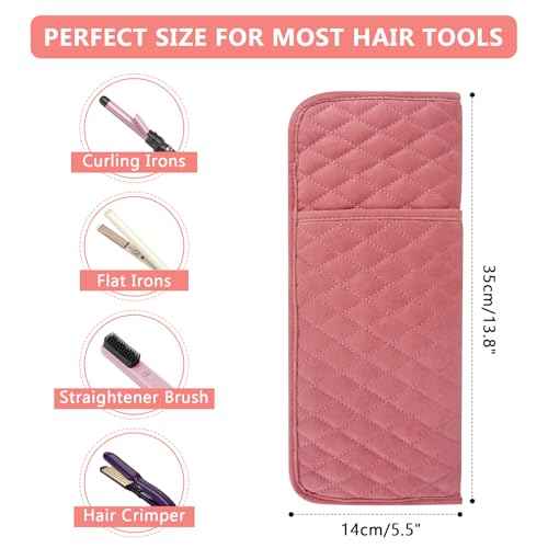 Heat Resistant Hair Tools Organizer Bag Portable Travel Storage Cover Case for Hair Straighteners, Curling Irons, Flat Irons and Hot Styling Tools(13.8" x 5.5")